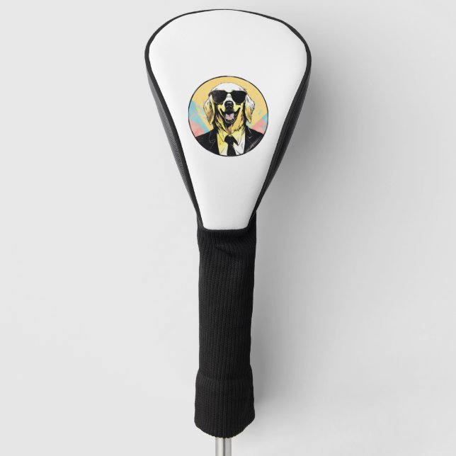 Funda Para Palo De Golf Golden Retriever Dog Businessman (Anverso)