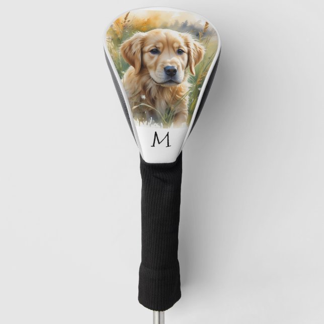Funda Para Palo De Golf Golden Retriever Puppy (Anverso)