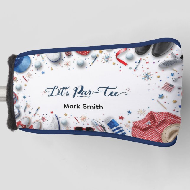 Funda Para Palo De Golf Golf 4 de julio tema americano (Anverso)