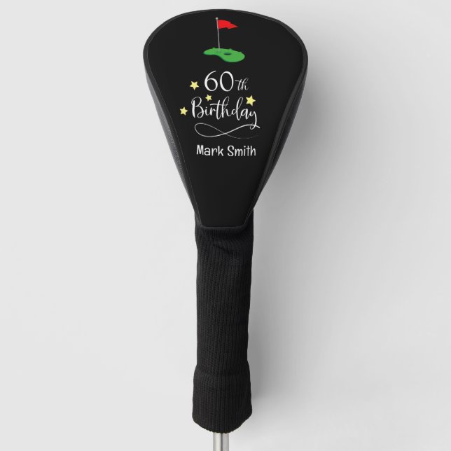 Funda Para Palo De Golf Golf 60 cumpleaños con bandera de golf (Anverso)