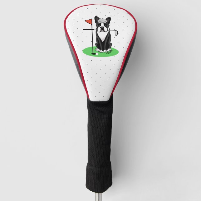 Funda Para Palo De Golf Golf Boston Terrier (negro) Perro Cute (Anverso)