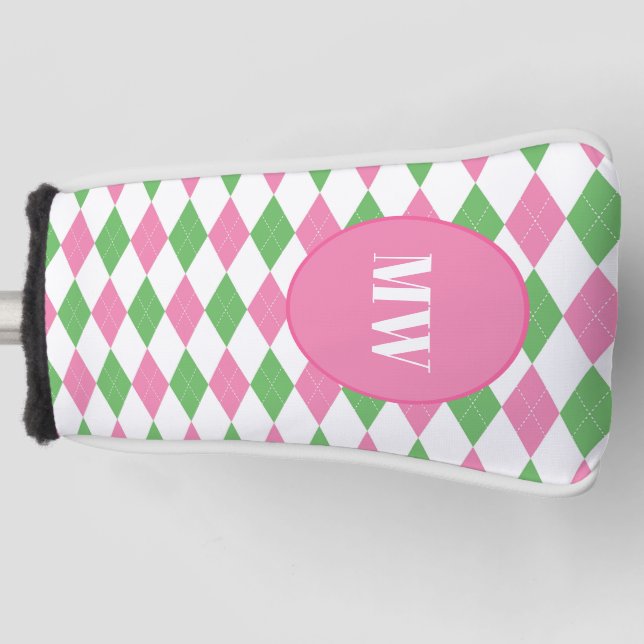 Funda Para Palo De Golf Golf Chic Argyle Monogram Putter Club Cover (Anverso)