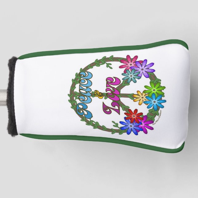 Funda Para Palo De Golf Golf Head Cover - Peace & Love (Anverso)