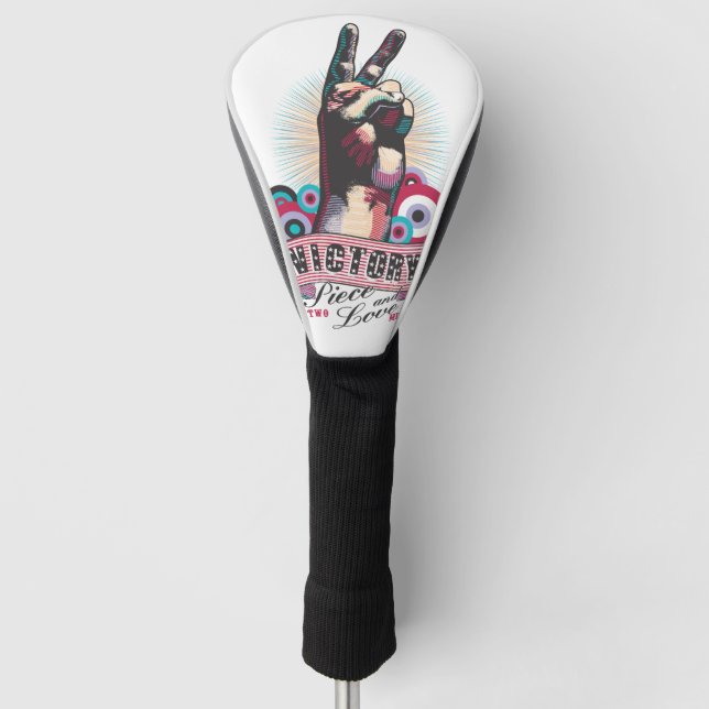 Funda Para Palo De Golf Golf Head Cover – Victory Peace & Love Pop-Art  (Anverso)