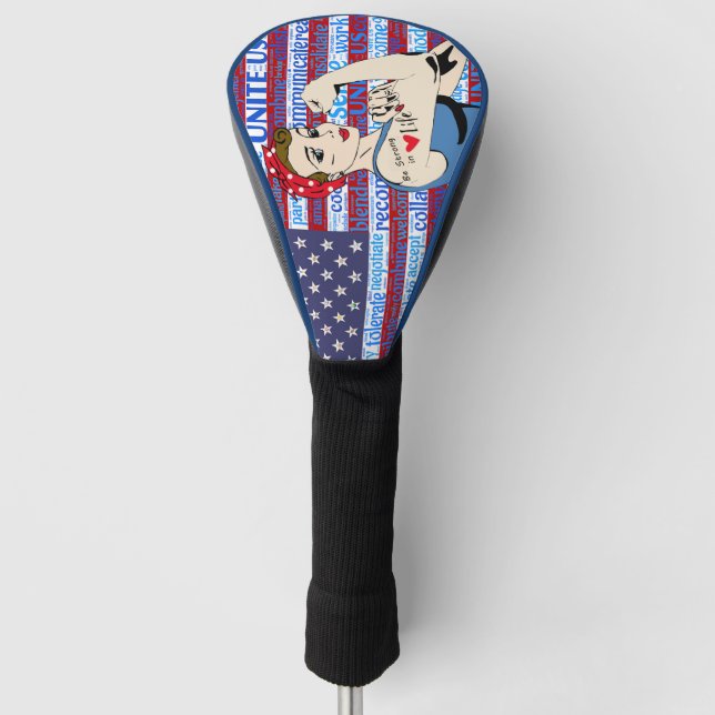 Funda Para Palo De Golf Golf patriótico de la bandera americana de la (Anverso)
