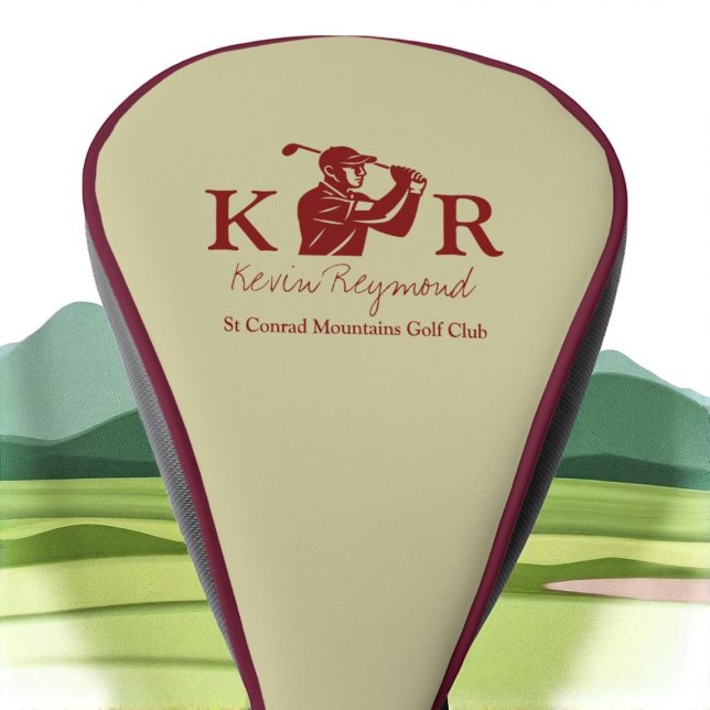 Funda Para Palo De Golf Golf Player Classic Monogram Red Golfer (Subido por el creador)