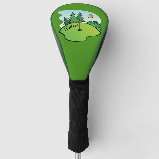 Funda Para Palo De Golf Golf verde con bandera y bolas (Anverso)
