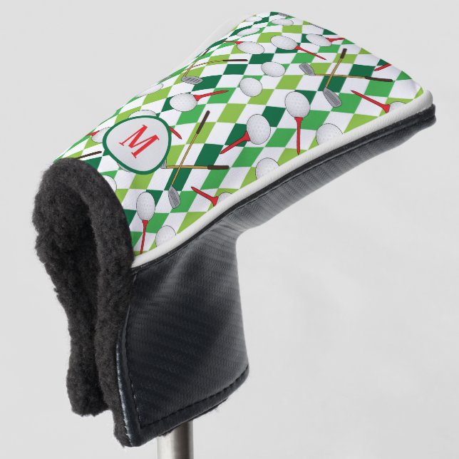 Funda Para Palo De Golf Golfer Argyle Patterned Monogrammed (Anverso 3/4)