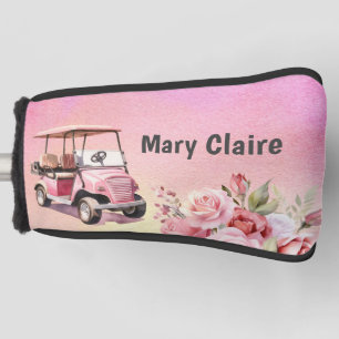 Funda Para Palo De Golf Golfer con carrito de golf acuarela
