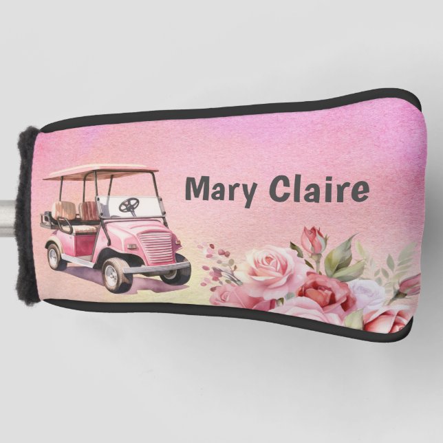 Funda Para Palo De Golf Golfer con carrito de golf acuarela (Anverso)