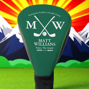 Funda Para Palo De Golf Golfer Monograma travieso blanco traviesa cacerola
