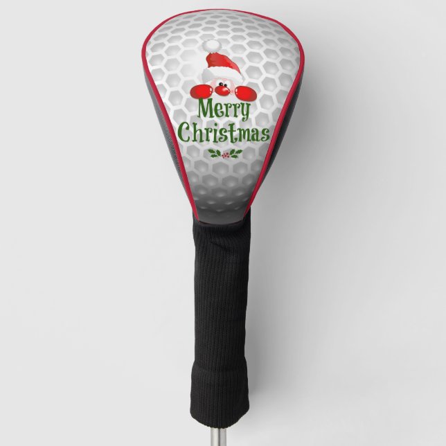 Funda Para Palo De Golf Golfer Santa, saludos de 'Feliz Navidad' (Anverso)
