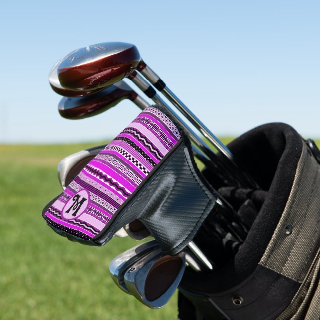 Funda Para Palo De Golf Golfing Purple Stripes Personalizado Monogramado (In Situ)