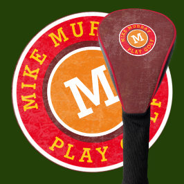 Funda Para Palo De Golf golfista monograma rojizo