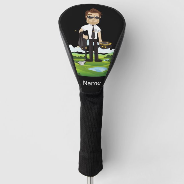 Funda Para Palo De Golf Golfista piloto de la industria de la aviación en  (Anverso)