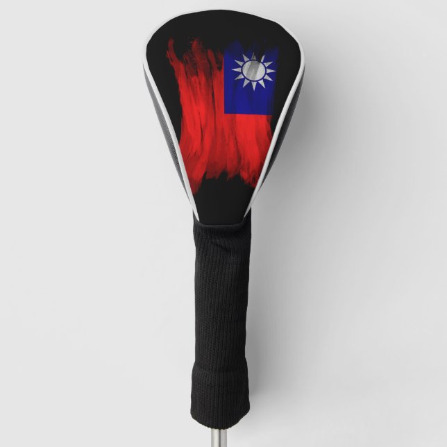 Funda Para Palo De Golf Golpe de pincel de bandera de Taiwán, bandera naci (Anverso)