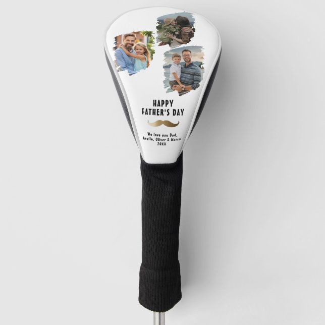 Funda Para Palo De Golf Gracioso Mustache Feliz Día del Padre 3 Foto (Anverso)