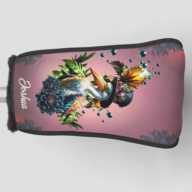 Funda Para Palo De Golf Gracioso pelícano con gorra de vapor (Anverso)