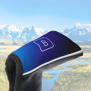 Funda Para Palo De Golf Gradiente de color azul oscuro y monograma