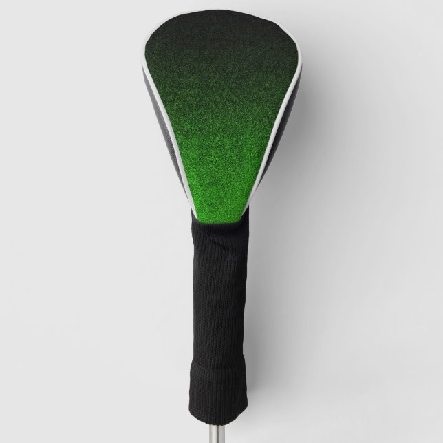 Funda Para Palo De Golf Gradiente de Purpurina negro y verde (Anverso)
