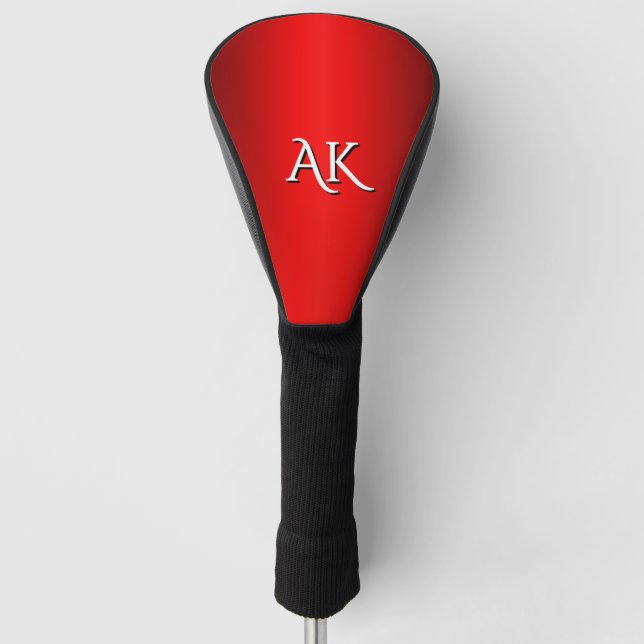 Funda Para Palo De Golf Gradiente Rojo Elegante Monograma  (Anverso)