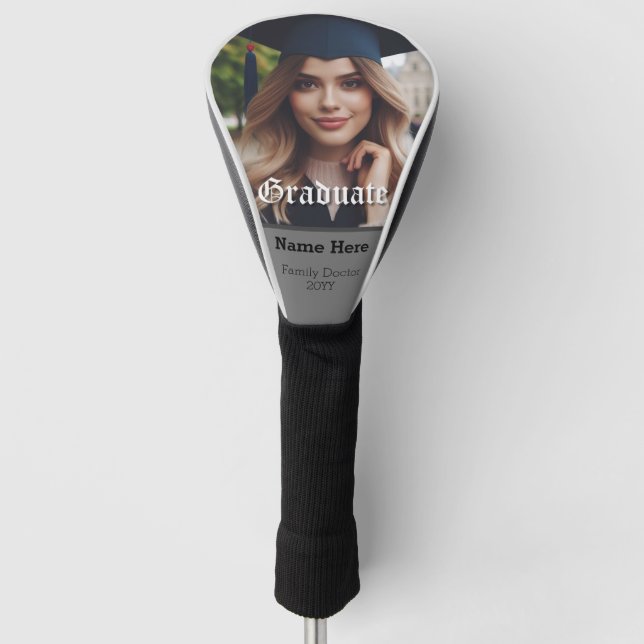 Funda Para Palo De Golf Graduado Médica personalizado nombre de foto de gr (Anverso)