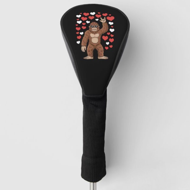 Funda Para Palo De Golf Gran Día de San Valentín Funny Hearts Sasquatch (Anverso)