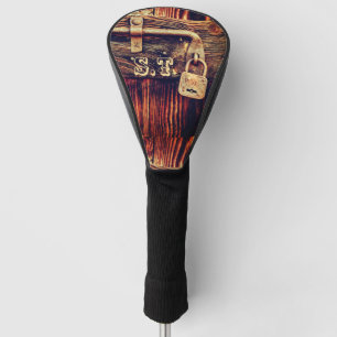 Funda Para Palo De Golf Grano de madera rústico bloqueo de latón antiguo m