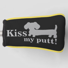 Gray Kiss My Putt Cheeky Golf Head Dachshund