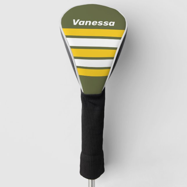 Funda Para Palo De Golf Green Honey Nostalgic Across Striping with Name (Anverso)