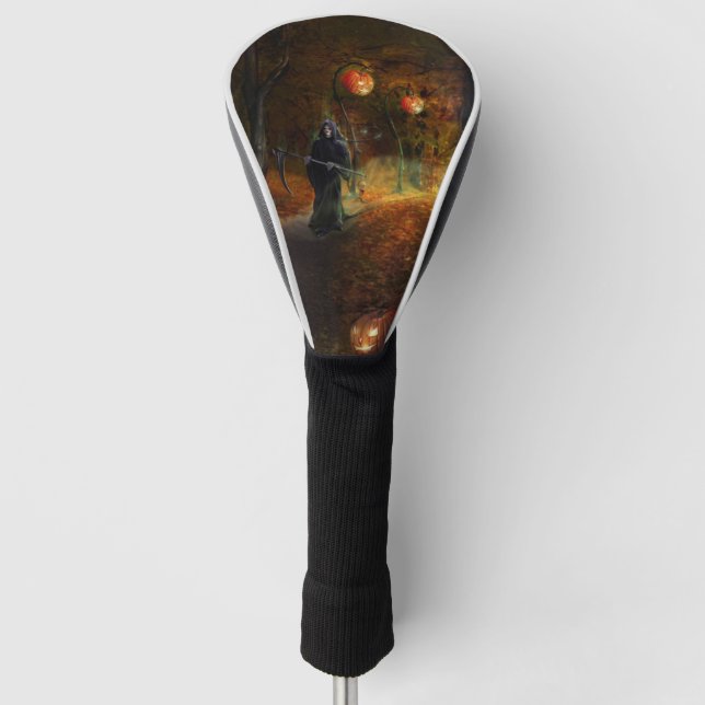 Funda Para Palo De Golf Grim Reaper y calabazas (Anverso)