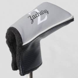 Funda Para Palo De Golf Gris Carbón Blanco Monograma Personalizado Retro