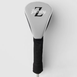 Funda Para Palo De Golf Gris Claro Blanco Negro Monograma Retro Personaliz