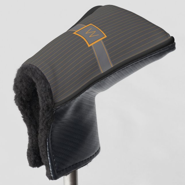 Funda Para Palo De Golf Gris con funda de putter de pinzas Naranja (Anverso 3/4)