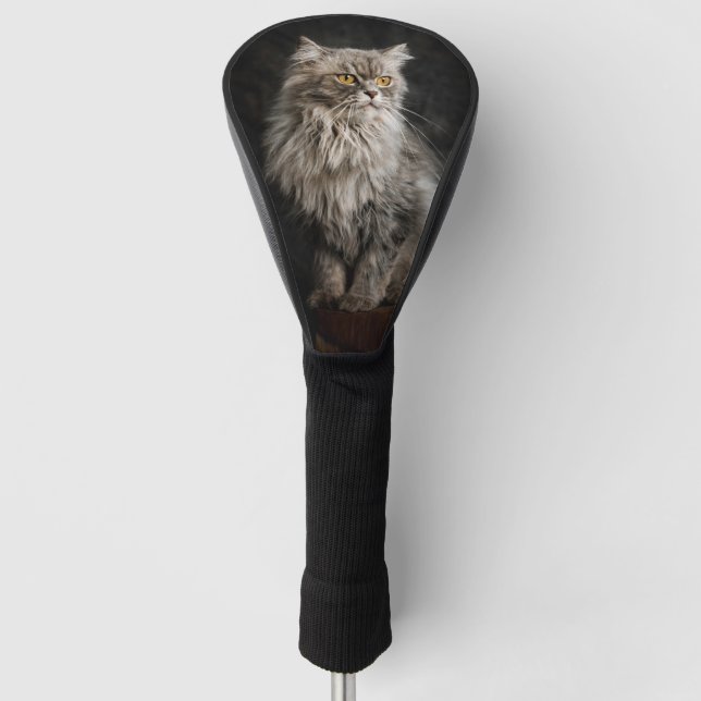 Funda Para Palo De Golf Gris Fluffy Cat (Anverso)
