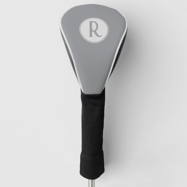 Funda Para Palo De Golf Gris monograma moderno (Anverso)