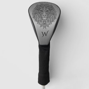 Funda Para Palo De Golf Gris plateado Mandala Cabeza de león Monograma ini