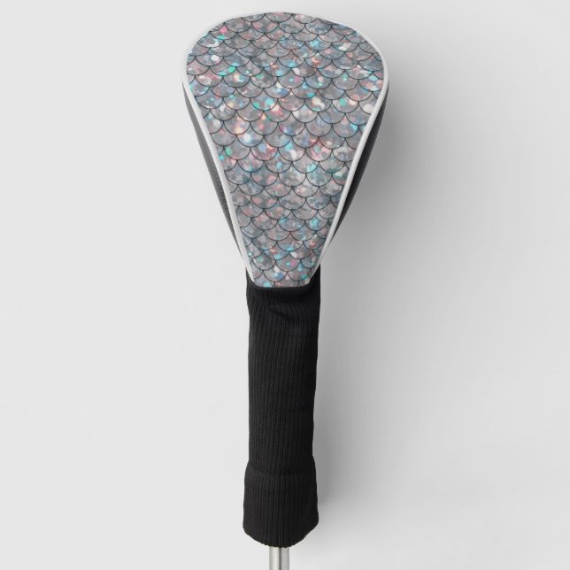 Funda Para Palo De Golf Gris plateado Mermaid Pescado escalas Holográficas (Anverso)
