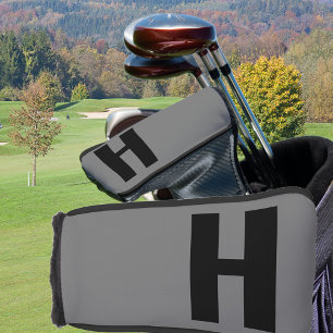 Funda Para Palo De Golf Gris y negro iniciales Minimalistas sobredimension