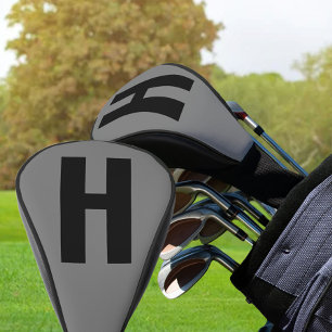 Funda Para Palo De Golf Gris y negro Minimalistas iniciales sobredimension