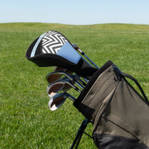 Funda Para Palo De Golf Gris Zigzag, Gris Chevron, Azul, Tu Nombre