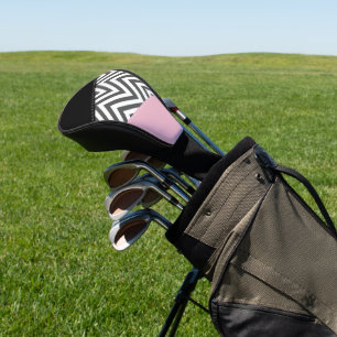 Funda Para Palo De Golf Gris Zigzag, Gris Chevron, Zigzag Pattern, Rosa
