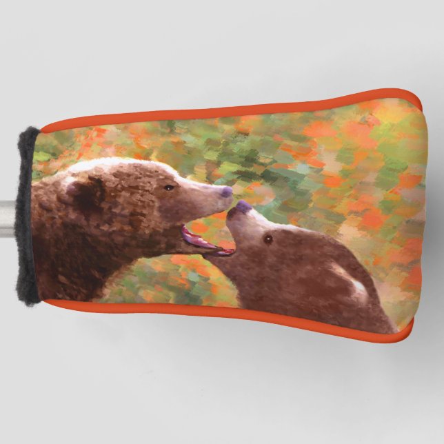 Funda Para Palo De Golf Grizzly Bear Mom and Cub Painting - Wildlife Art (Anverso)