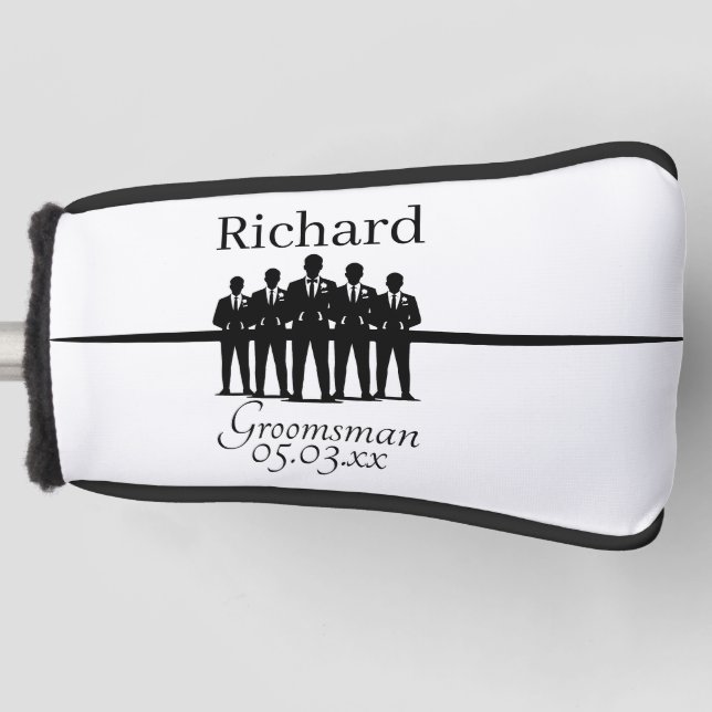 Funda Para Palo De Golf Groomsman Wedding Squad Suited Silhouette Name (Anverso)