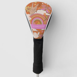 Funda Para Palo De Golf Groovy 70s Retro Hippie Paz Naranja Bohemién