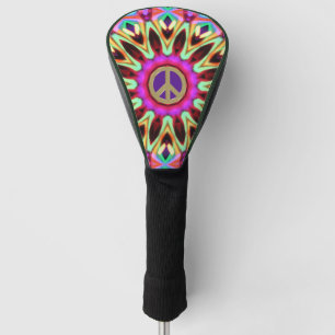 Funda Para Palo De Golf Groovy Brights Hippy Signo de paz Cushion