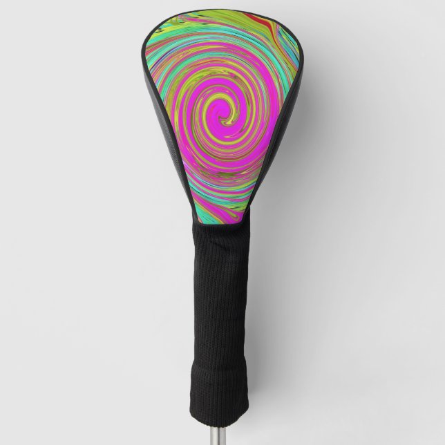 Funda Para Palo De Golf Groovy Resumen de Natación Rosa y Turquesa (Anverso)