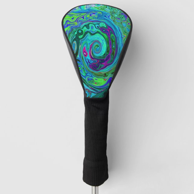 Funda Para Palo De Golf Groovy Resumen Swirl Retro Verde y Azul (Anverso)