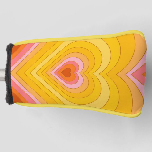 Funda Para Palo De Golf Groovy Retro Layered Heart (Anverso)
