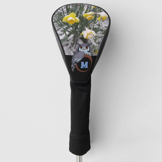 Funda Para Palo De Golf Grumpy Grandpa Owl Nesting Monogram Egg Photo (Anverso)